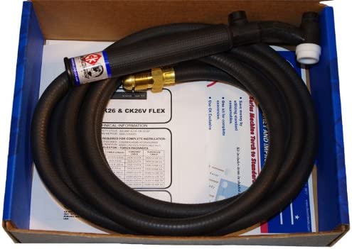 CK WORLDWIDE Standard Series Gas Cooled TIG Torch with Valve Flex Head, Black